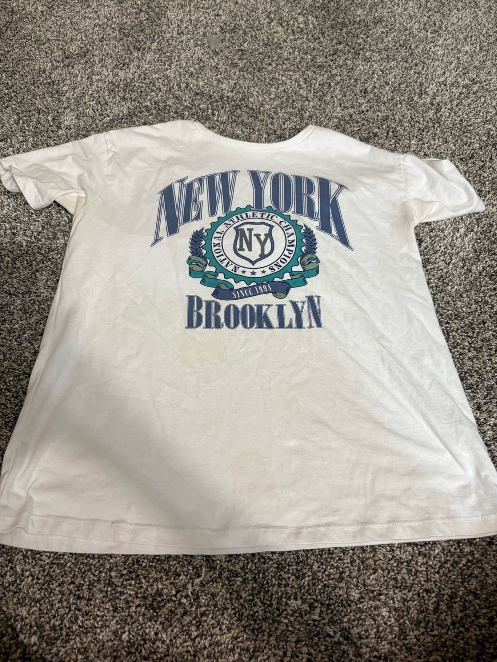 wonder nation White Kids T-Shirt with Blue & Teal New York Brooklyn Graphic